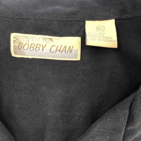 Bobby Chan World Series Poker Silk Button Front Shirt XL Black Ivory Stripe WSOP - Picture 6 of 13